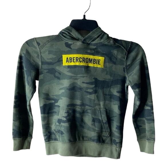 Abercrombie Camouflage Sweatshirt Hoodie Kids 7/8 Spell Out Casual Camo Pullover - Picture 5 of 8